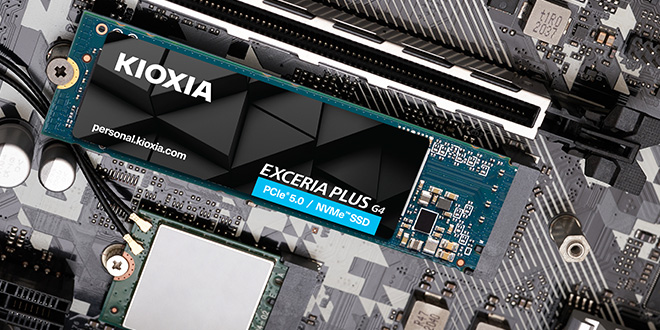 EXCERIA PLUS G4 NVMe SSD next to an M.2 socket